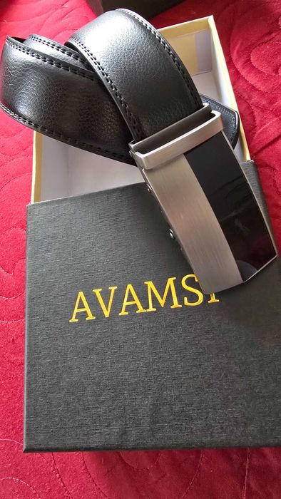 NEW - Avamsi - Curea cu inchidere automata, 100% Piele Naturala, Negru