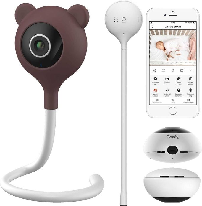 LIONELO Babyline Smart – Wi-Fi бебефон с камера, мобилно приложение, детекция на движение и звук, нощно виждане и двупосочно аудио