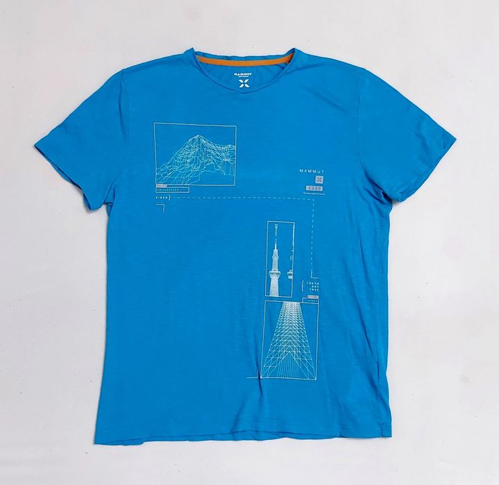 Tricou functional Mammut Swiss Design T-Shirt Men Glacier Blue, Eiger Tokyo Sky Tree mărimea M