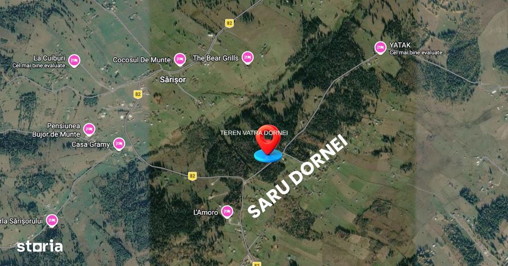 Teren 10469 mp, Saru Dornei, deschidere de 183 m, pret 3,7 euro/mp