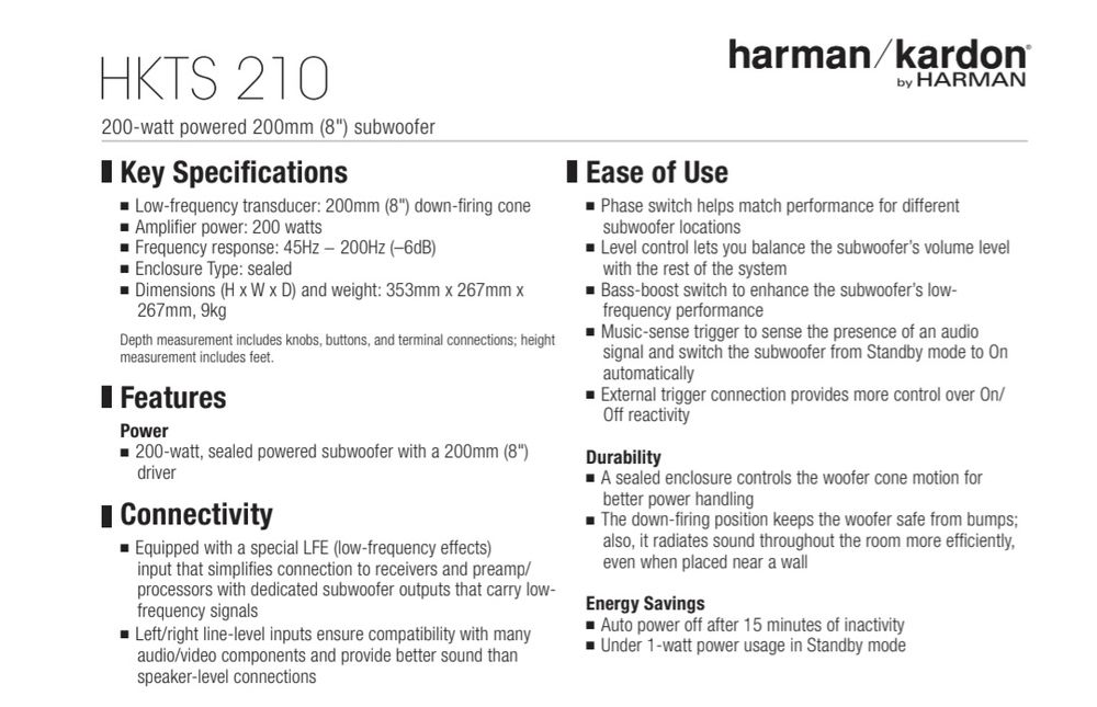 Subwoofer Harman Kardon 200w