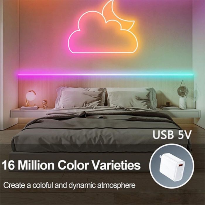 Комплект IC-RGB LED Неонова Лента 5М Bluetooth дистанционно управление