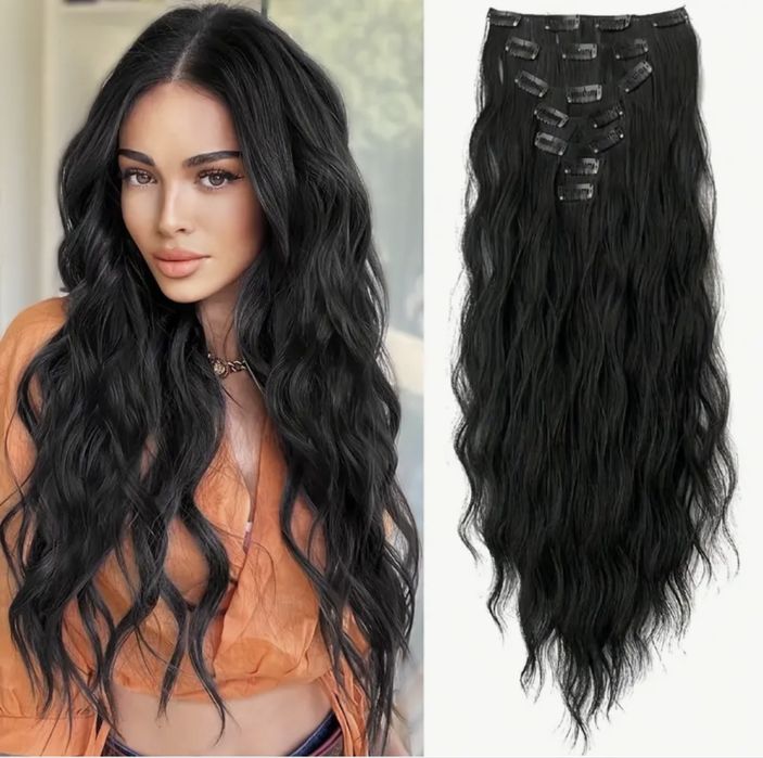 Комплект коса с клипс - екстеншъни 60см термоустойчива - 7 реда