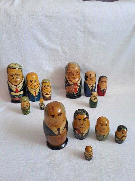 matrioska veche lemn presedinti urss 14,5 - 18,5 cm