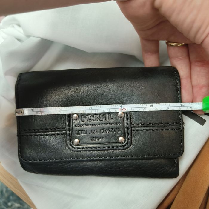 Portofel Fossil  & toc ochelari piele negru/taupe