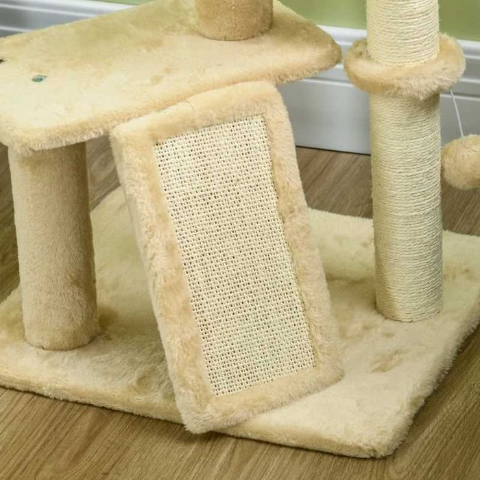 PawHut Дърво за котки с котешка пещера, платформа за отдих, топка за игра, 45x40x116 см
