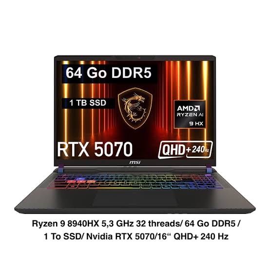 MSI CROSSHAIR A16 HX - 64Gb DDR5 Ram - RTX 5070 -1TB Ssd Nvme - 240hz