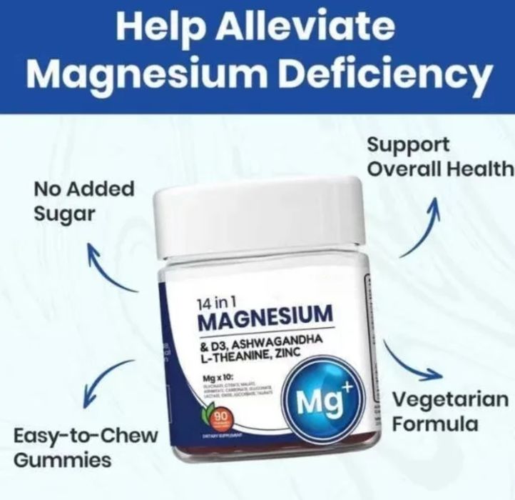 Complex Magneziu 14 in 1 !!! Bisglicinat + Citrat+ Ashwaghanda, L- Theanina, Vit D3, Zinc !