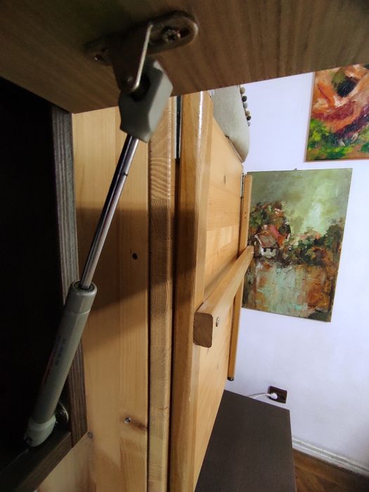 Birou pliabil de perete, masă de perete pliabilă cu rafturi ptr living