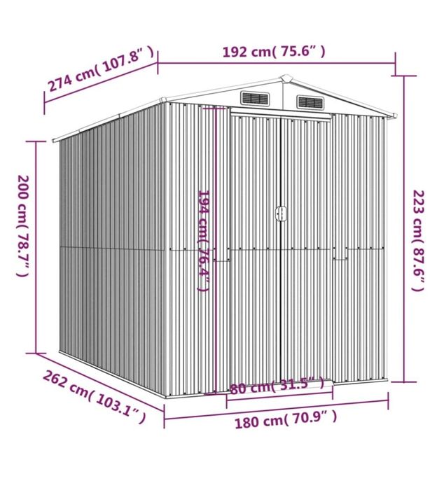 Magazie de gradina 192×274×223/vidaxl VidaXL