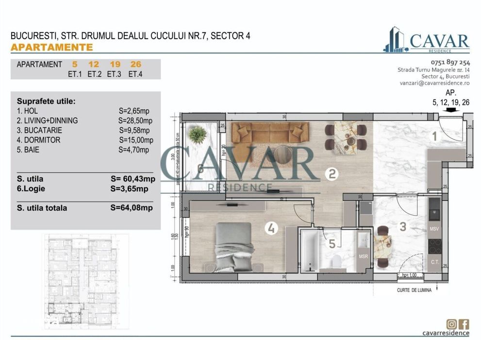 Proiect Cavar Residence 2 Camere