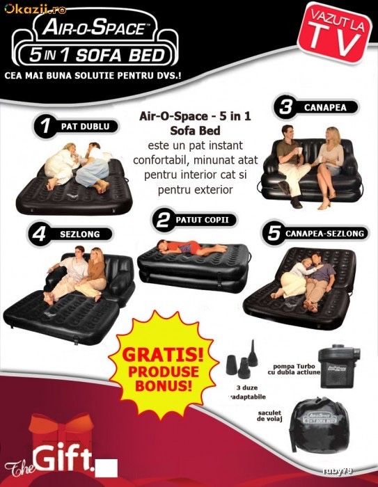 Vand Air o space 5 in 1 sofa bed pat saltea canapea gonflabila ca noua