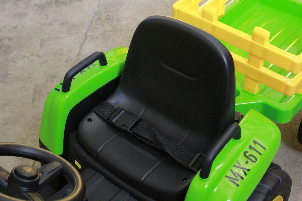Tractoras electric pentru copii BJ-611 60W cu remorca STANDARD #Verde