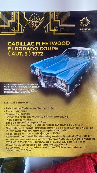 Cadillac Eldorado Coupe  1972.    20.000 km  vehicul istoric