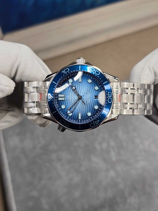 Omega Seamaster Diver 300M Steel Blue Ceramic Blue Wave Dial 42mm