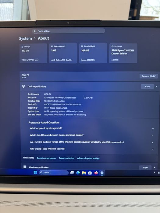 Laptop Lenovo IdeaPad 5 Pro, 16 inch, Ryzen 7, RAM 16 GB, SSD 512 GB