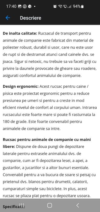 Ruscac transport animale de companie,  Nou, pana la 15kg