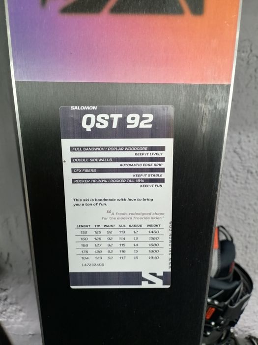 Schiuri ski Salomon Qst 92 Nou! 176 cm + legaturi Atomic sh