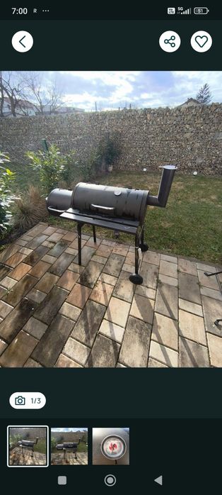 Afumator Offset (Smoker) Professional + Set Grătar BBQ ,stare bun