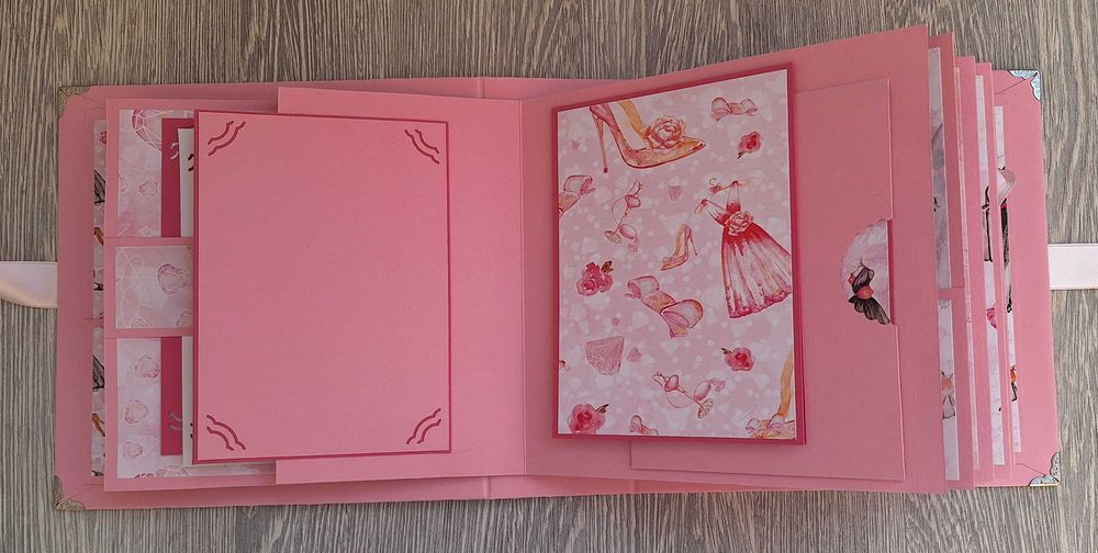 Албум за снимки "Малка, черна рокля" в розово, ръчна изработка /33.22