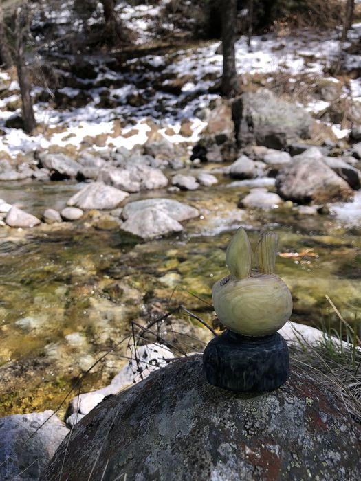 Ръчно издялкани коледни дървени фигури зайче джудже Декорация, подарък