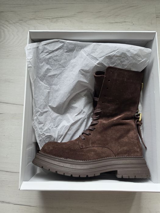 Кафяви боти Aquamarineshoes - естествен велур