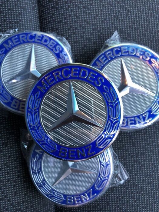 Set Capace Roti/Jante Mercedes Class albastru negru 75mm A C E S CLK