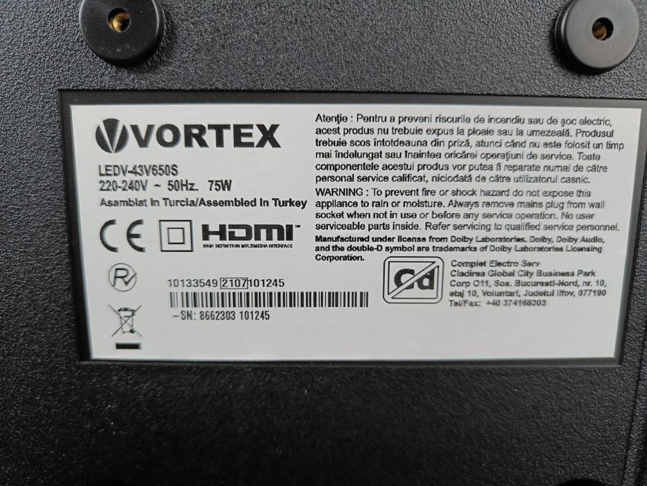 Pentru piese de schimb - Vortex 43V650S
