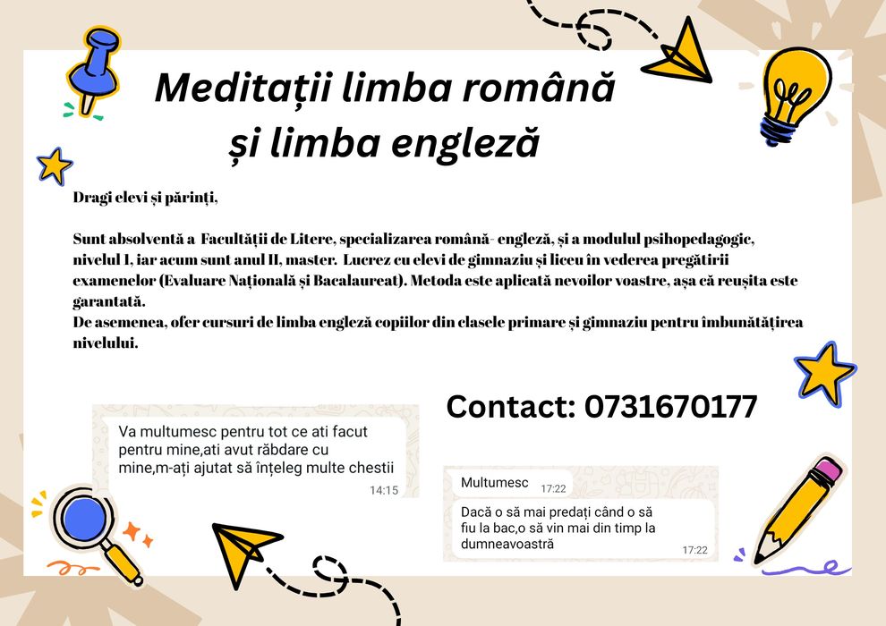 Meditații limba română și engleză