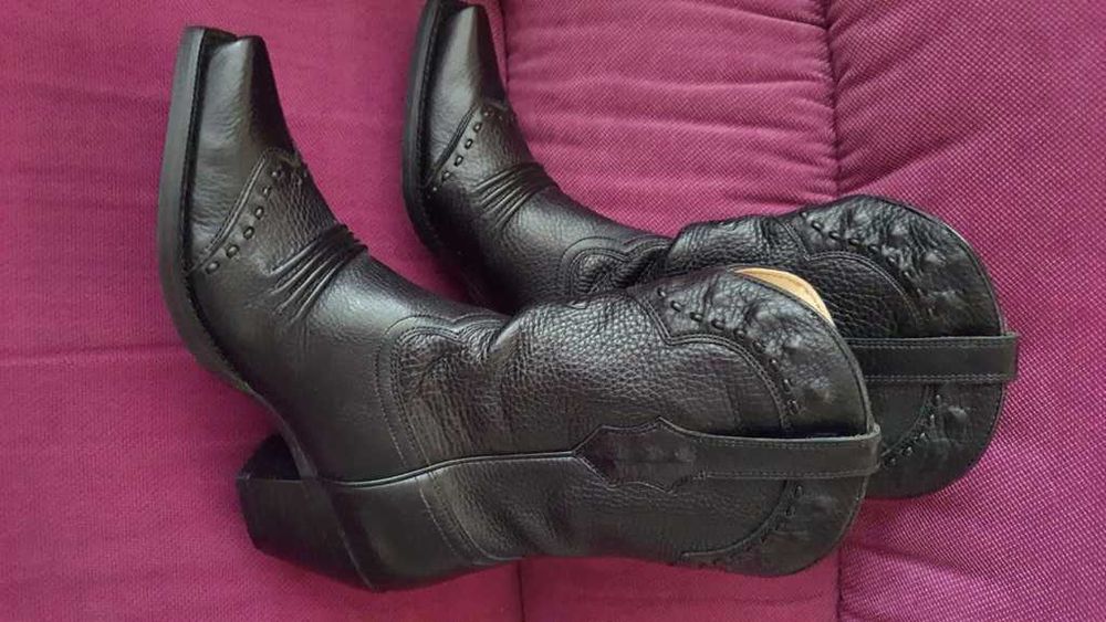 Cizme ciocate piele ARIAT Dixie Black Leather Cowboy Deer Tan marime37