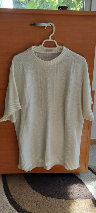 Lot 5 bluze / pulovere subțiri vintage albe / crem (tricotate & croșetate)