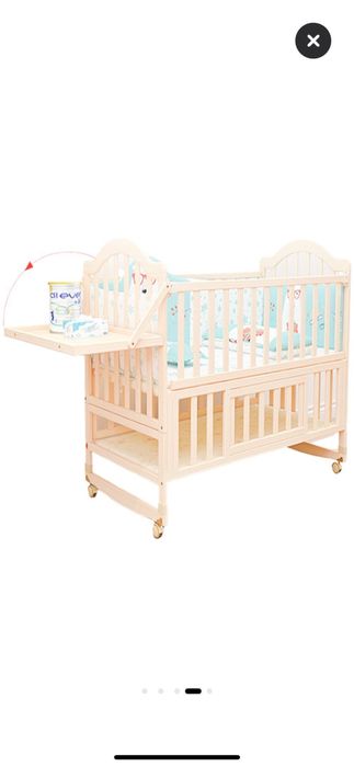 Patut bebe 5 în 1, lemn natur, saltea inclusa