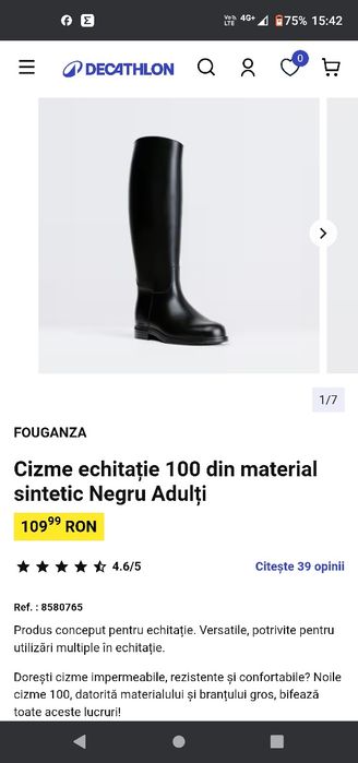 Cizme damā de la Decathlon 37.