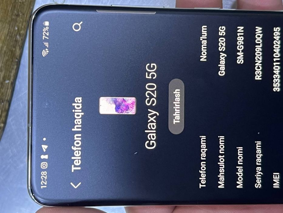 S 20 +5g 12/128 gb