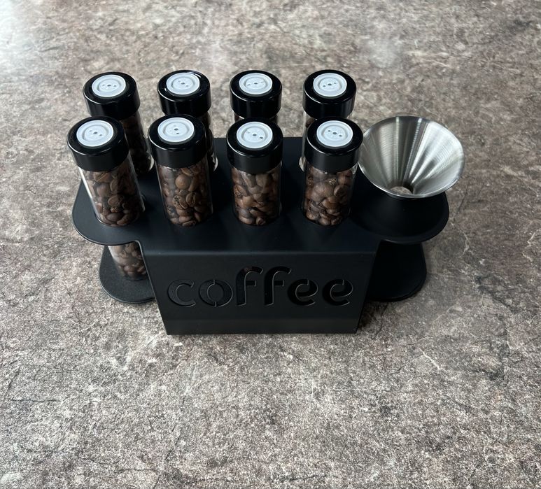 Coffee Dekor / Стойка для хранения кофейных зёрен на 8 доз (чёрная)