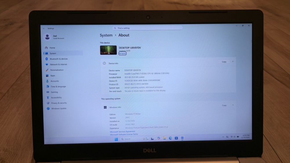 Laptop i7-8550u, 16Gb, ssd 512, 15.6Fhd, video 4Gb