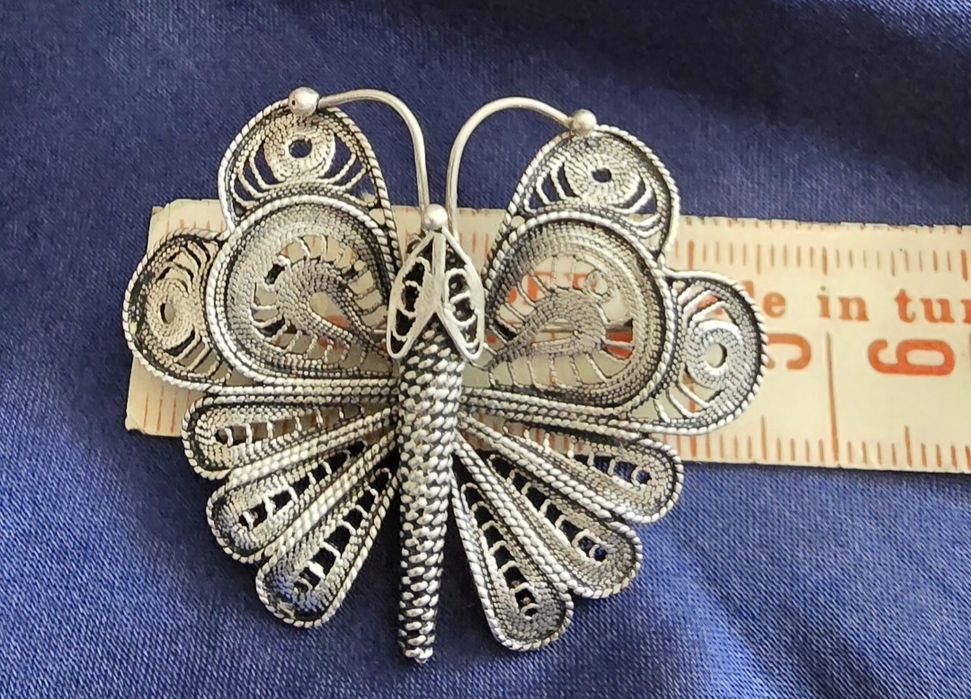 Brosa argint filigran lucrata manual – model fluture – 8,9 g