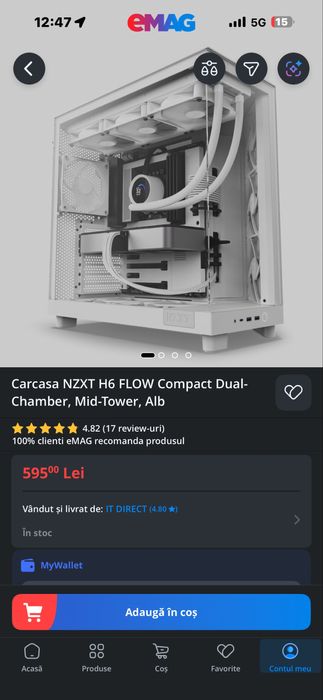 Carcasa NZXT H6 Flow plus 6 ventilatoare