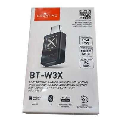 Creative BT-W3X Bluetooth 5.0, Аудио приемник за PS4, Switch, PC, MAC