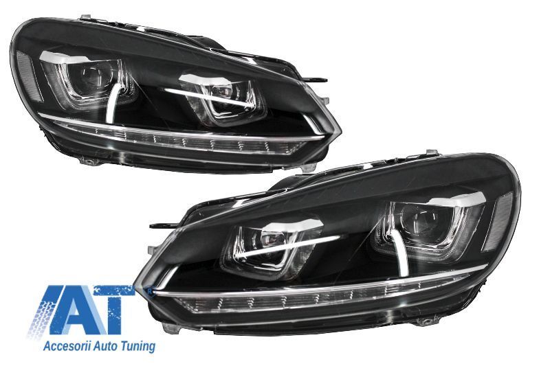 Faruri LED compatibile cu VW Golf 6 VI (2008-up) Design Golf 7 3D U Design Semnal LED Dinamic