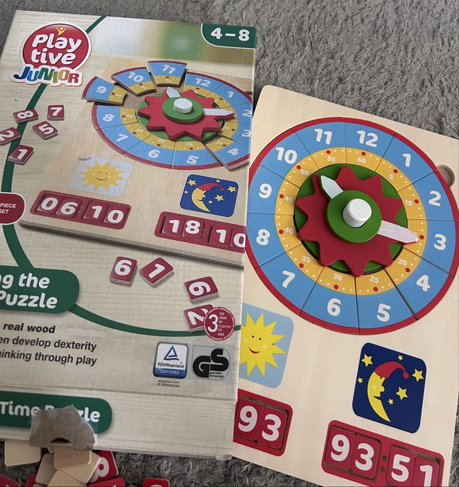 Играчка дървен часовник - нов