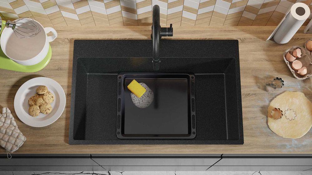 графит кухненска мивка от гранит Рига 80 XXL 780 x 500 мм