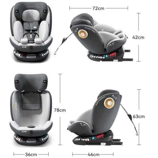 Scaun bebe isofix pentru auto, rotativ 360, pozitie somn, centura