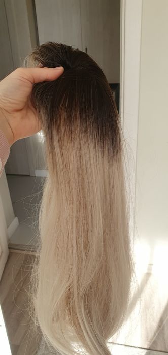 Perucă/Topper blond șuvițat din par sintetic, nouă cu etichetă