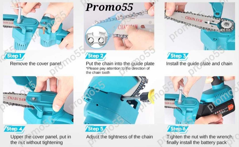 ПРОМОЦИЯ! Акумулаторен Мини Верижен Трион 6 Инча Две Батерии 24V куфар