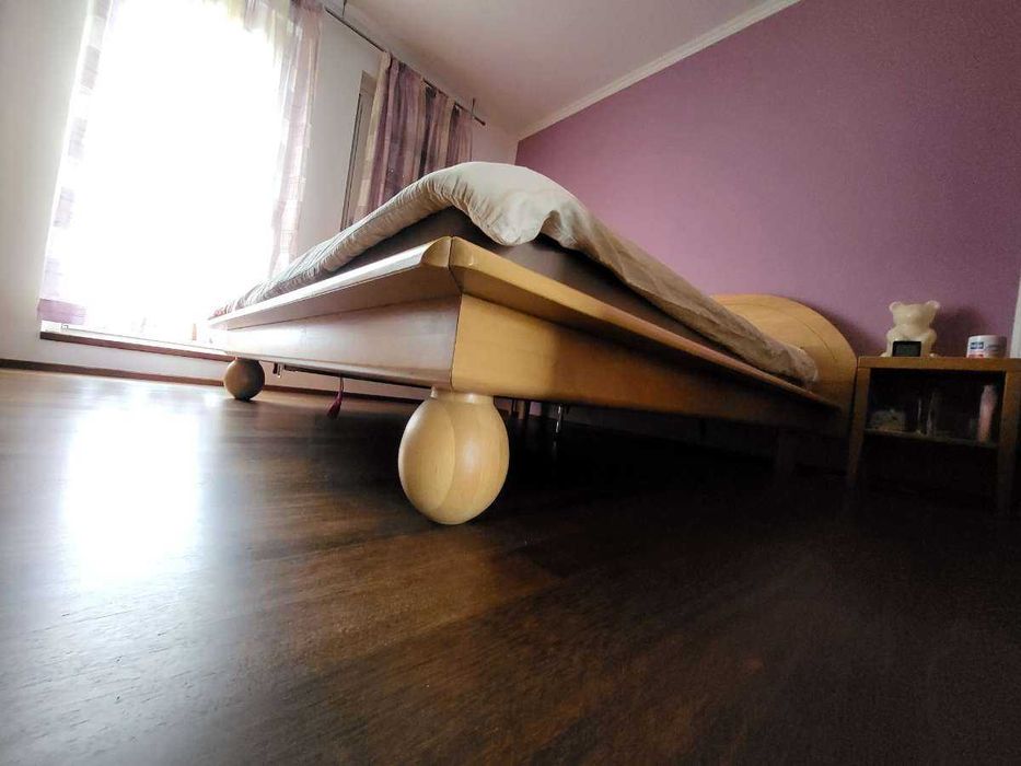 Pat din Lemn Masiv de 2 persoane cu 2 saltele de 90x200