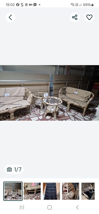 Mobilier din ratan, set format din 2 canapele, o masă de dining