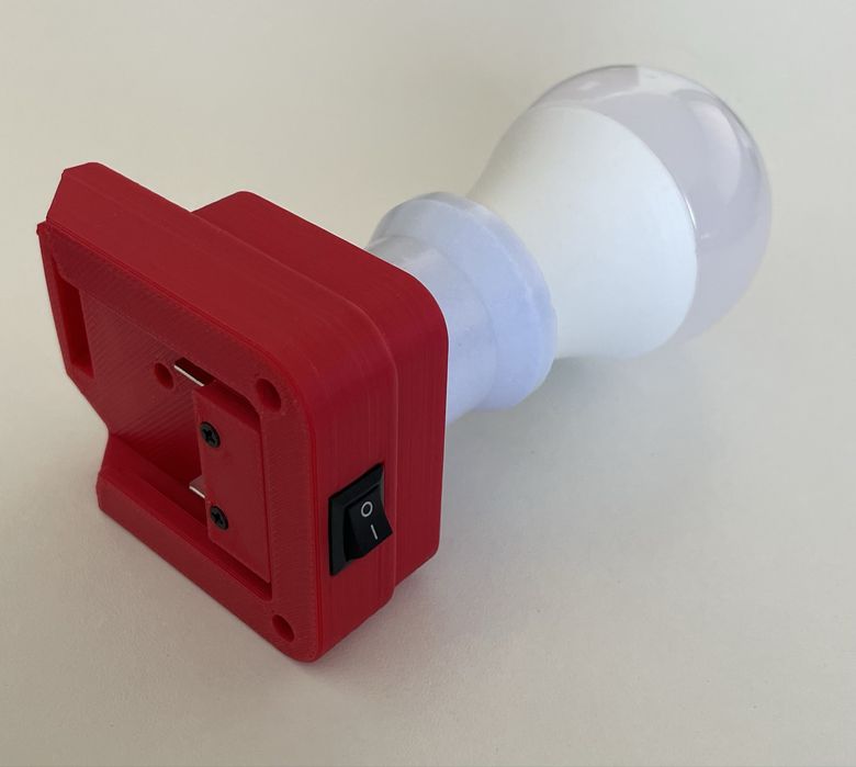 Преходник E27 за батерия Parkside 20V + LED крушка