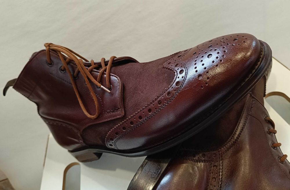 Ghete lace up 43 premium brogue Pat Calvin piele naturala moale