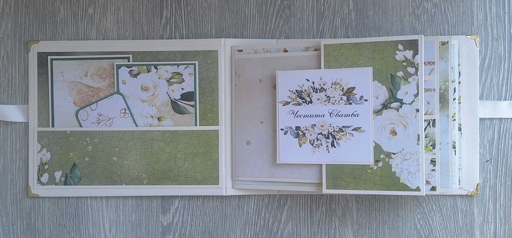 Сватбен албум "Нашата приказка" в антично бяло, ръчна изработка /51.2